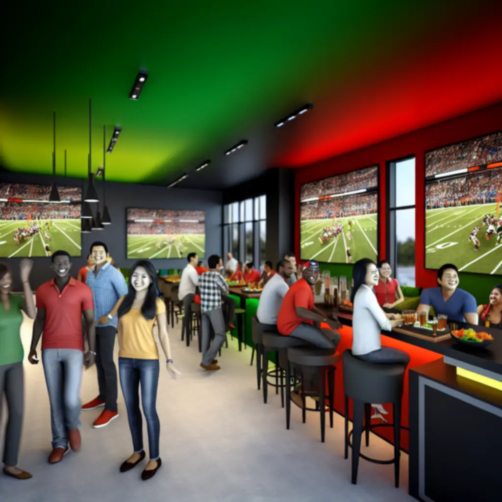 Sfeervolle bar met fans die klaarzitten voor een grote voetbalwedstrijd